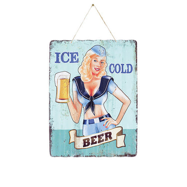"Ice Cold Beer" Corrugated Wall Sign