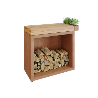 Butcher Block Storage 90 Corten Teak Wood