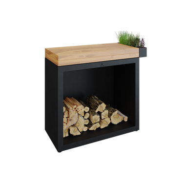 Butcher Block Storage 90 Black Teak Wood