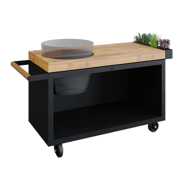 Kamado Table Black 135 PRO Teak Wood BGE