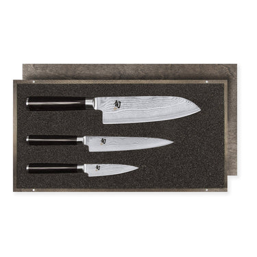 Kai shun classic damascus 3 knife set santoku