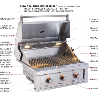 Sunstone Ruby 3 Burner Gas Grill