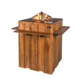Teak Table Bar Gas Fireplace 76X76X100