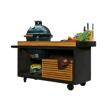 Kamado Table Black 135 PRO Teak Wood BGE