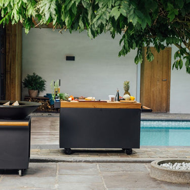 Mise en Place Table Black 135 PRO Teak Wood