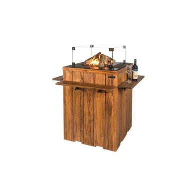 Teak Table Bar Gas Fireplace 76X76X100